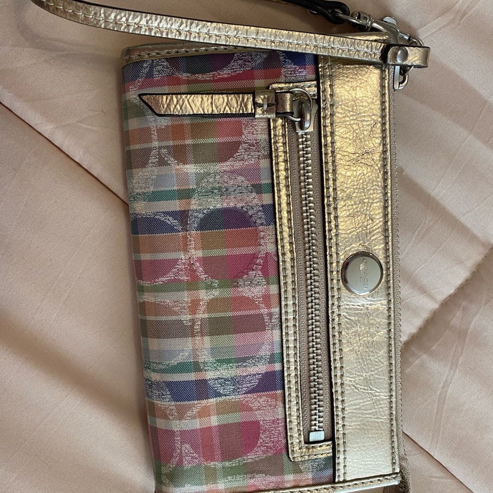 Coach plaid wristlet